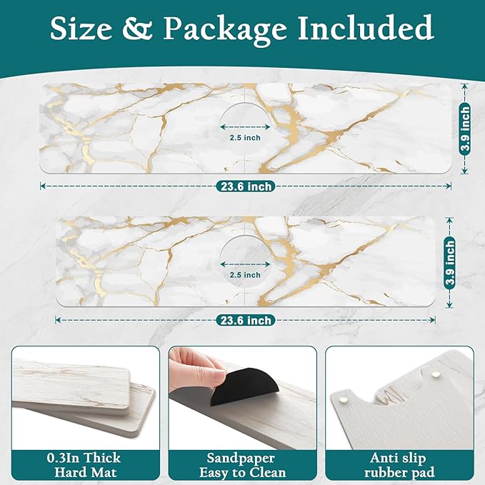 Mrcrypos Stone Faucet Mat for Kitchen Sink, 15.7" Fast Drying Sink Splash Guard - Image 5