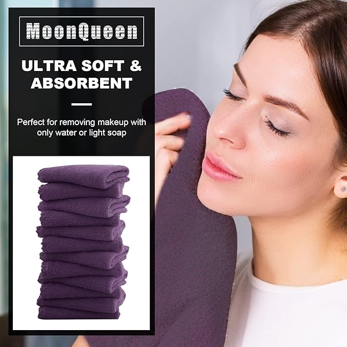 MOONQUEEN Microfiber Facial Cloths Fast Drying Washcloth 12 Pack - Image 2