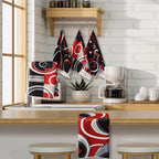 Boyiee Set of 6 Red Black Grey White Kitchen Towels Modern Geometric Dish Hand - Image 7