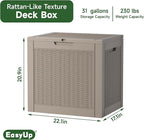 EasyUp 31 Gallon Outdoor Storage Box, Resin Waterproof UV-Resistant Deck Box, Reinforced Stability for Patio, Garden, and Poolside, Rattan Gray - Image 2
