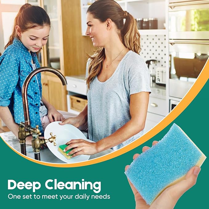 Scrub Sponge, 8 Pack Dual-Sided Temperature-Responsive Scrubber - Image 6