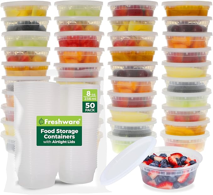 Freshware Food Storage Containers 8 oz Plastic Deli Containers by Freshware