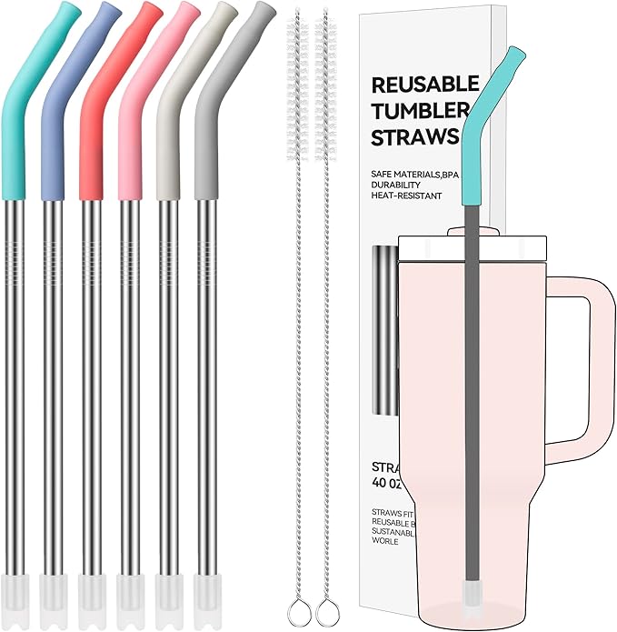40 oz Straight Metal Straws for 40 oz Stanley Tumbler, Straw for Glass Cups by AccessoriesForWaterBottle
