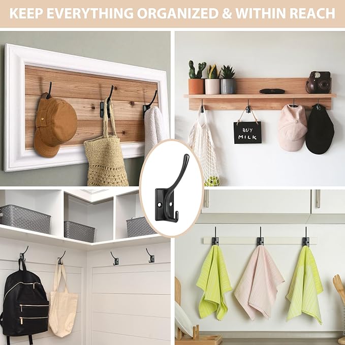 12 Pack Coat Hooks, Heavy Duty Coat Hooks Wall Mounted - Image 2