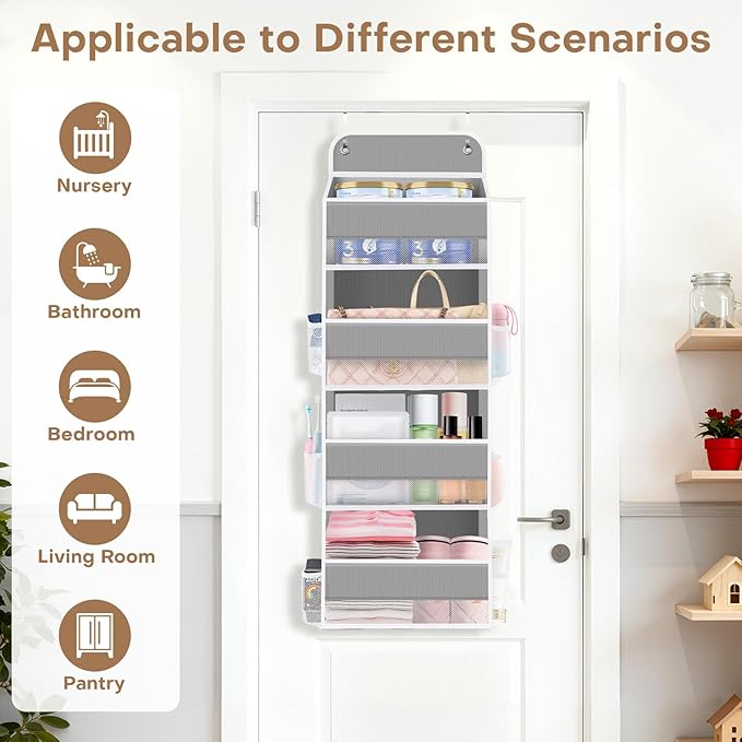 SpaceWhisper Over the Door Organizer, 4 Large Pocket Hanging Storage Organizer - Image 3