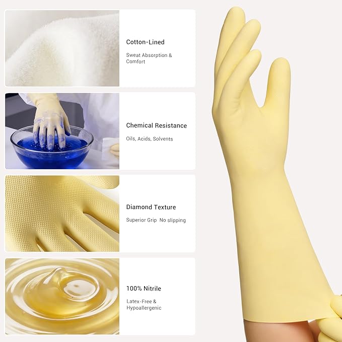 ThxToms 2 Pair Nitrile Dishwashing Cleaning Gloves, - Image 2