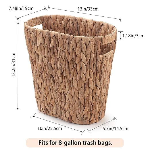 Bathroom Trash Can, Handwoven Wicker Trash Can - Image 2