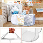 Durable Collapsible Foldable Mesh Pop Up Laundry Basket, 3 Compartments Easy to - Image 5