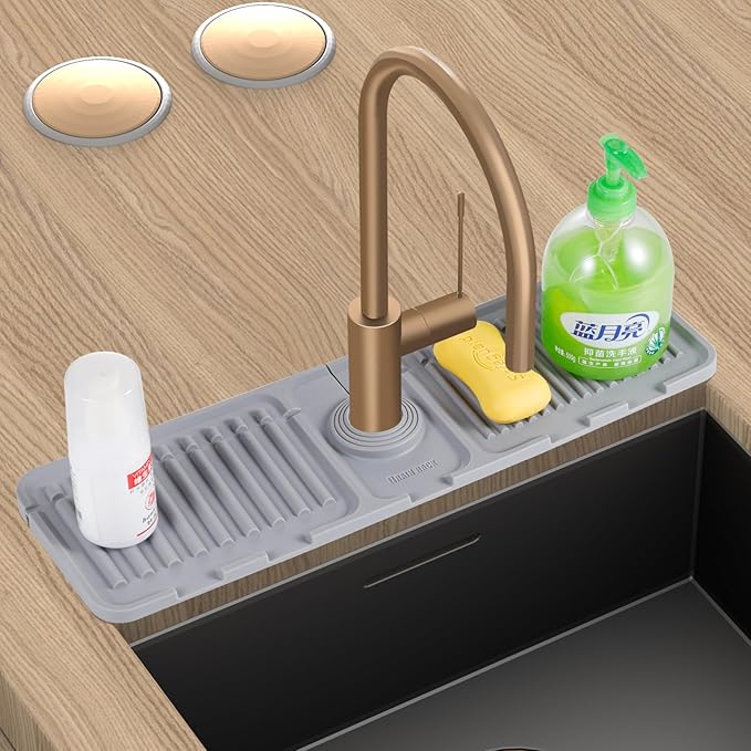 Kingmall Faucet Mat for Kitchen Sink, Premium Silicone Splash Guard - Image 3