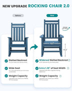 SERWALL HDPE Outdoor Rocking Chair Set of 6, Patio Rocking Chairs for Adults, All Weather Outdoor Rockers for Lawn, Blue - Image 6