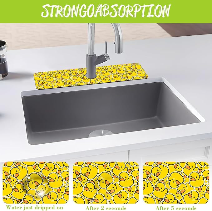 Sink Splash Guard Faucet Mat Rubber Ducky Absorbent Fast Drying Mat Sink - Image 5