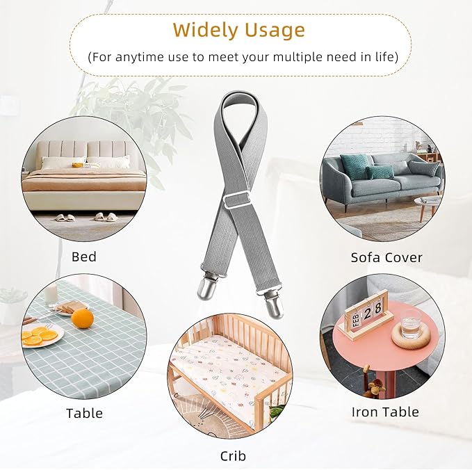 8Pcs Adjustable Bed Sheet Straps Clips, Elastic Mattress Sheet Fasteners Holder - Image 4