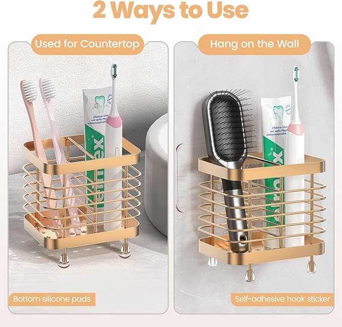 Luxspire Toothbrush Holders for Bathroom, Stainless Steel Electric Toothbrush - Image 2