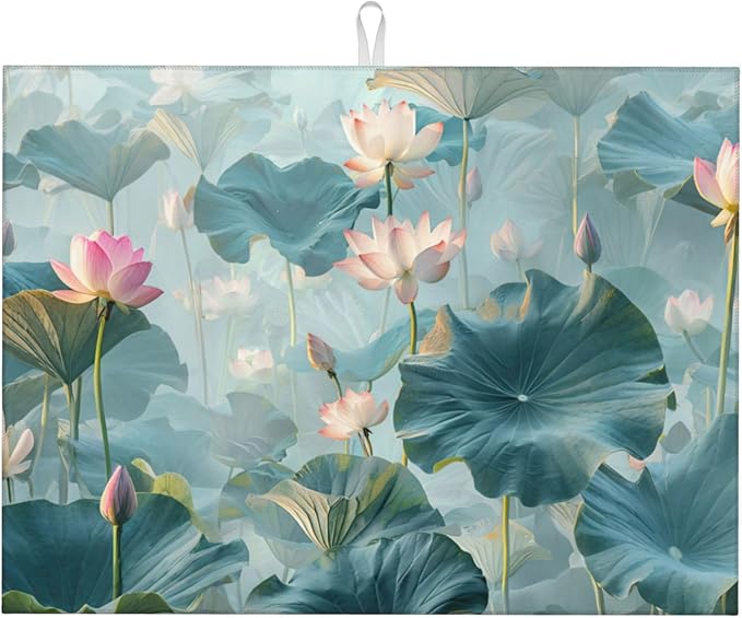 Pond Lotus Dish Drying Mats for Kitchen Counter, Absorbent Reversible by Unknown