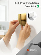 Towel Hooks for Bathrooms – 2 Pack, Brushed Gold Finish, T-Shaped Stainless - Image 3
