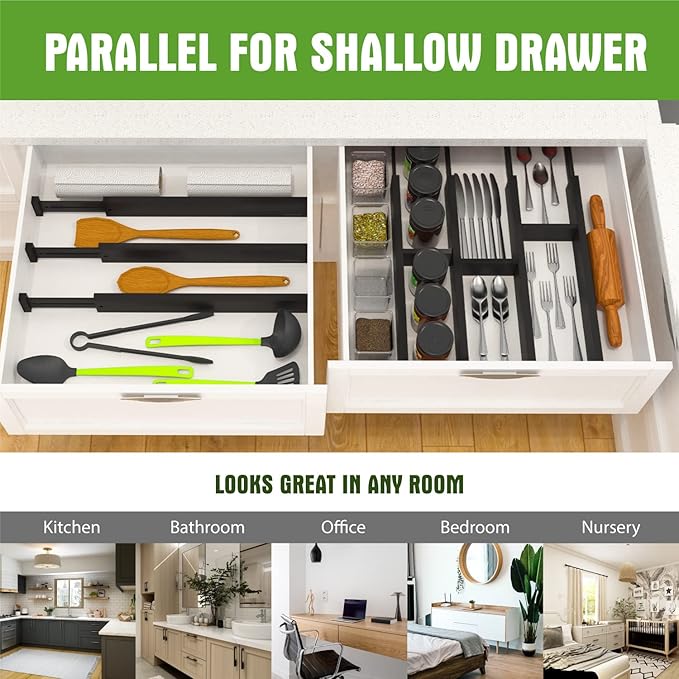 ANTOWIN 10pack Bamboo Drawer Dividers, Expandable Drawer Separators Splitter - Image 5