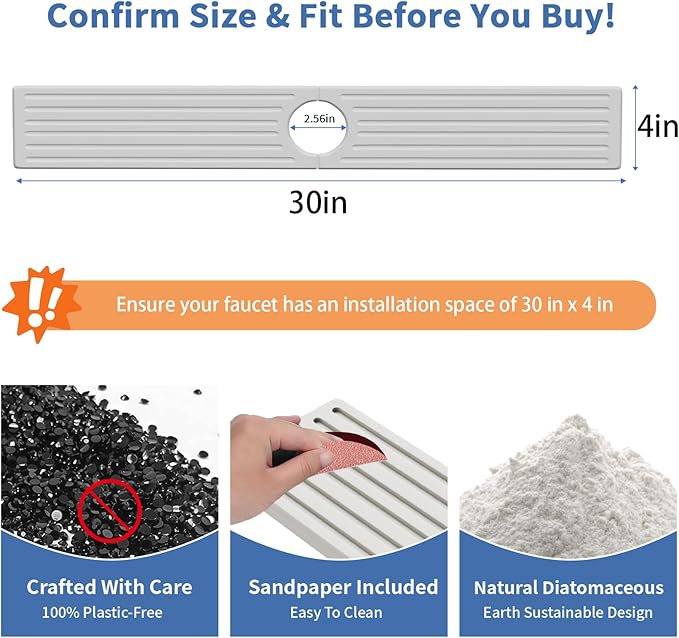 Fast Drying Kitchen Sink Splash Guard, Durable Stone Kitchen Faucet Mat - Image 3