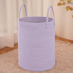 Large Woven Laundry Basket Hamper, 60L Cotton Rope Storage Bin by JMvicyroam