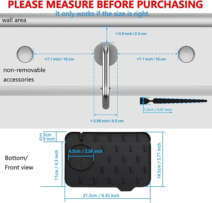 2 Pieces Black Faucet Guard & Draining Mat 8.3" Mini Splash Guard Faucet Handle - Image 4