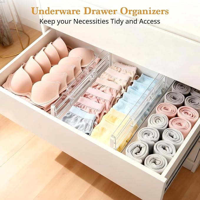 8 Pack 4" High Drawer Dividers for Clothes, 10.6"-16.9" Expandable Drawer - Image 4