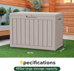 TARKARI 45 Gallon Lockable Resin Deck Box, Waterproof & UV-Resistant Outdoor Storage Box for Outdoor Cushion Storage, Garden Tools & Pool Accessories Storage, Gray - Image 2