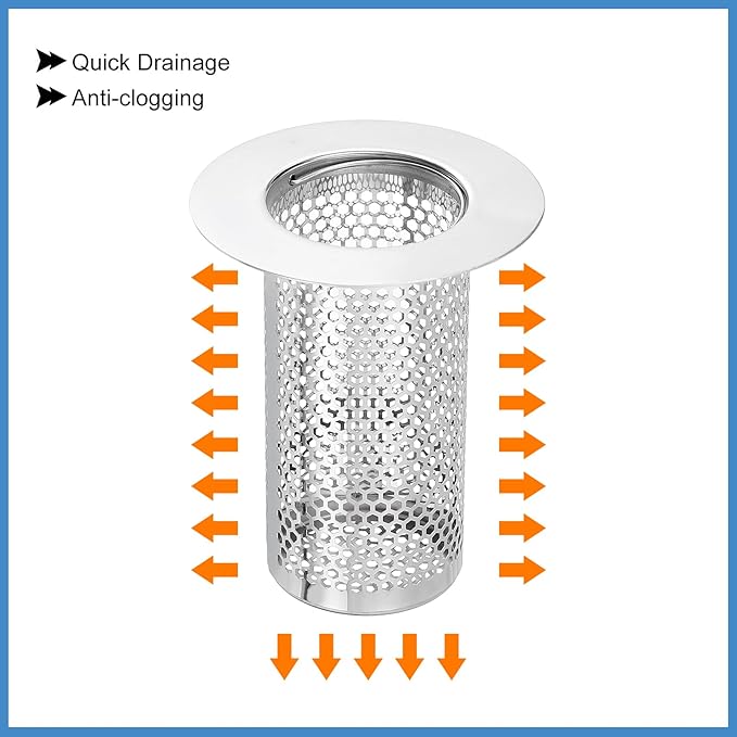 uxcell 4 Pack Shower Drain Strainer, 3.2" x 2.6" 304 Stainless Steel Floor - Image 4