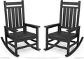 SERWALL Outdoor Rocking Chair Set of 2, HDPE Rocking Chairs for Adult, Black by SERWALL