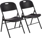 Amazon Basics Portable Folding Plastic Chair, Events Seating, Easy to Store, 350-Pound Capacity, Black, 2-Pack by AmazonBasics