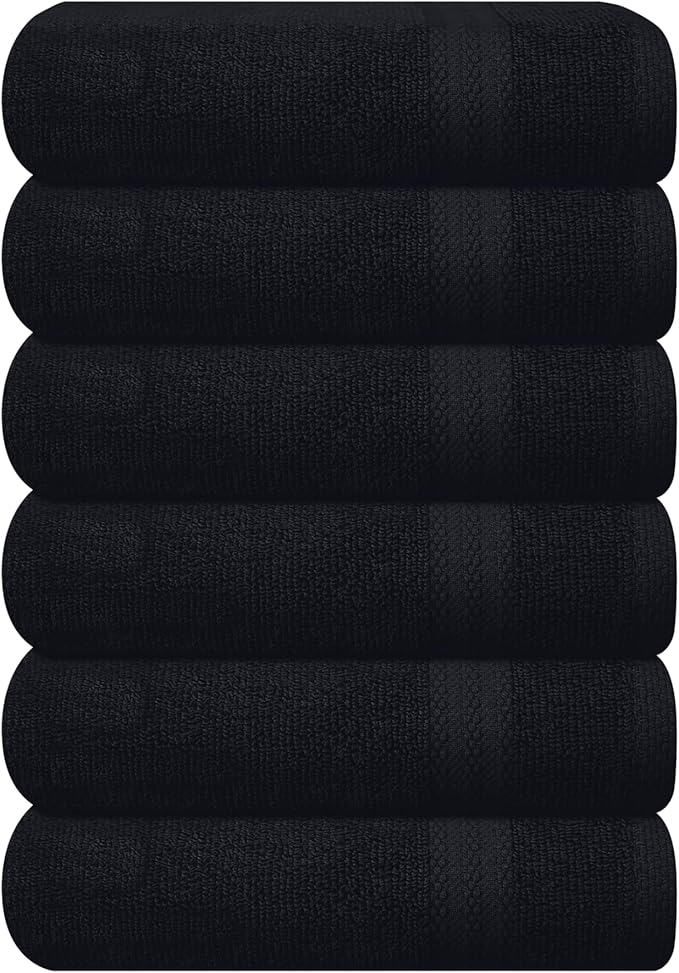 GLAMBURG Ultra Soft 6-Piece Hand Towel Set 16x28-100% Ringspun Cotton by GLAMBURG