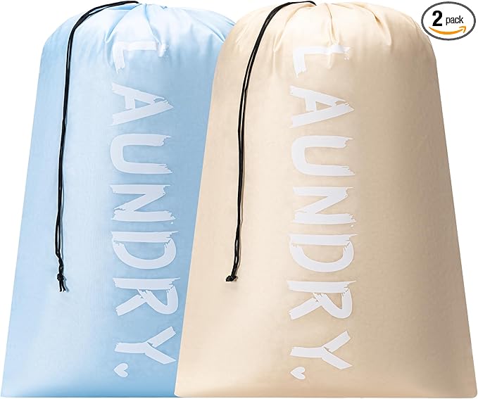 2 Pack XL Travel Laundry Bag, Machine Washable Dirty Clothes Organizer by Unknown