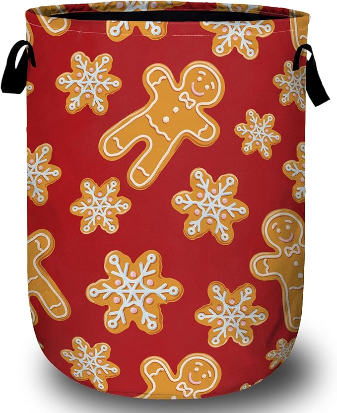 Red Gingersnap Laundry Basket, Christmas Laundry Hamper Collapsible Oxford Cloth by ANTJOO