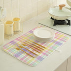 Easter Dish Drying Mat 18 x 24 Inch Spring Pink Yellow Purple Buffalo Plaid - Image 2