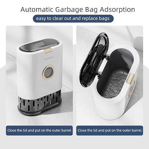 Bathroom Small Trash can with lid, 3.4 gallon/13 Liter Ultra-Thin Plastic Trash - Image 3