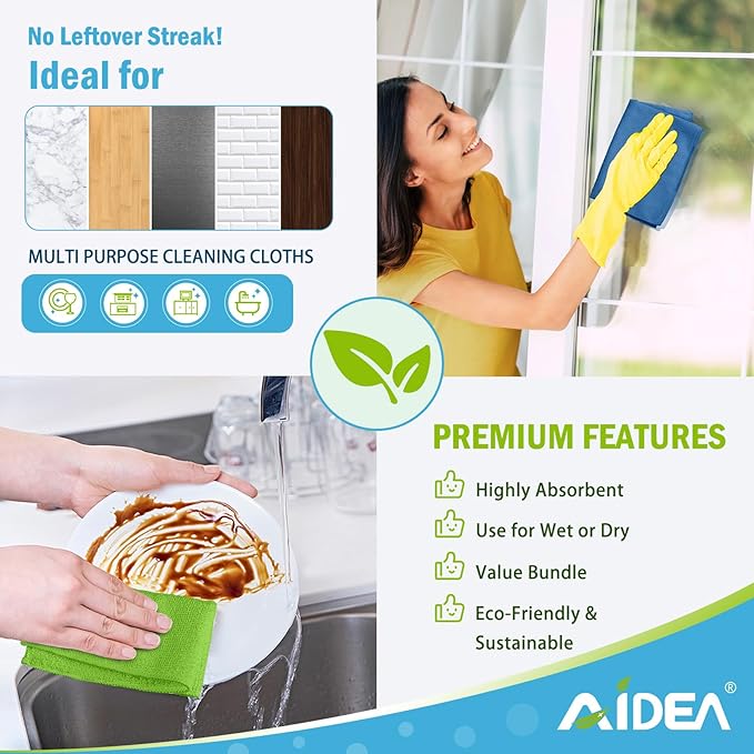 AIDEA Microfiber Cleaning Cloth, Absorbent Shop Rags, Microfiber Towels - Image 5