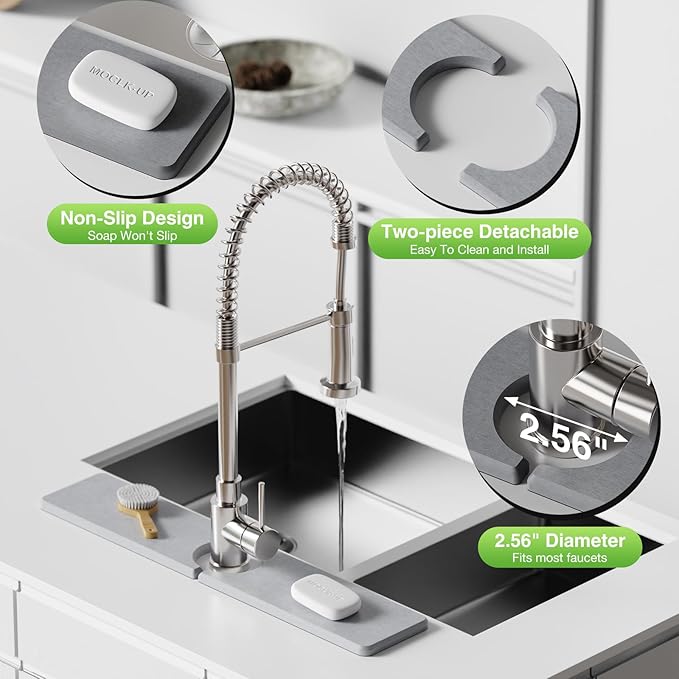 20" x 4" Stone Faucet Mat for Kitchen Sink, Quick Drying Diatomite Sink Tray - Image 5
