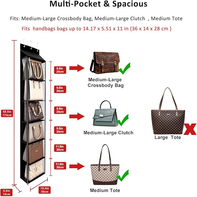 Lirex Over The Door Purse Organizer & Purse Shelf - Image 2