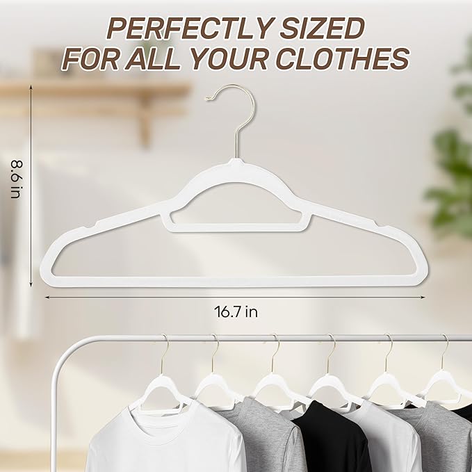 Velvet Hangers 30 Pack with Gold Hooks, Non-Slip Slim Felt Hanger - Image 7