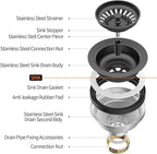KONE Sink Drain Assembly, Kitchen Sink Drain Strainer Kit - Image 5