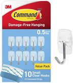 Command Small Clear Wire Toggle Hooks, 10 Wall Hook and 12 Strips, Damage-Free by Command
