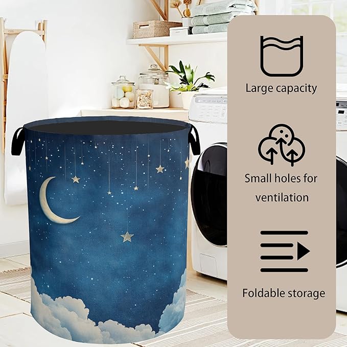 Starry Stars Moon Laundry Basket - Image 7
