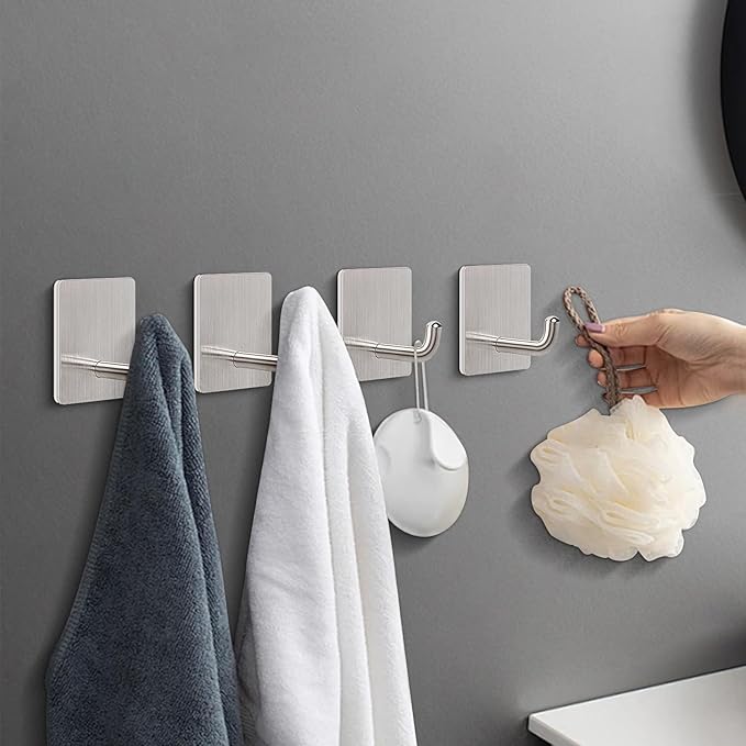 Livabber Adhesive Towel Hooks, 304 Stainless Steel Self Sticky Wall Hooks - Image 8