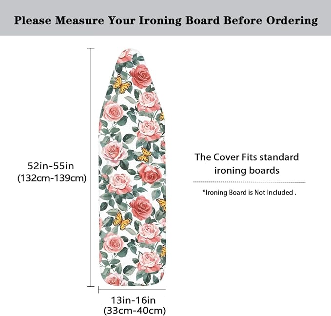 Rose Butterfly Ironing Board Cover and Pad Lightweight Soft Ironing Pad - Image 5