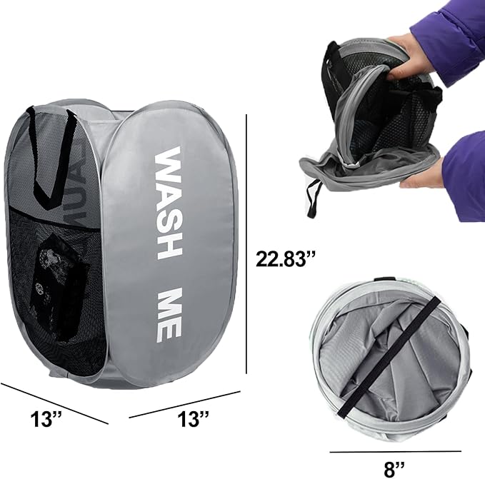 Pack of 2 Pop Up Laundry Hamper, Collapsible Laundry Baskets Dirty Clothes - Image 4