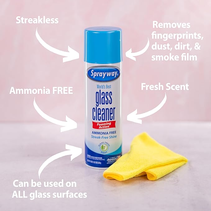 Sprayway Glass Cleaner Foaming Aerosol Spray, Streakless, Fast-Acting | Cleans - Image 3