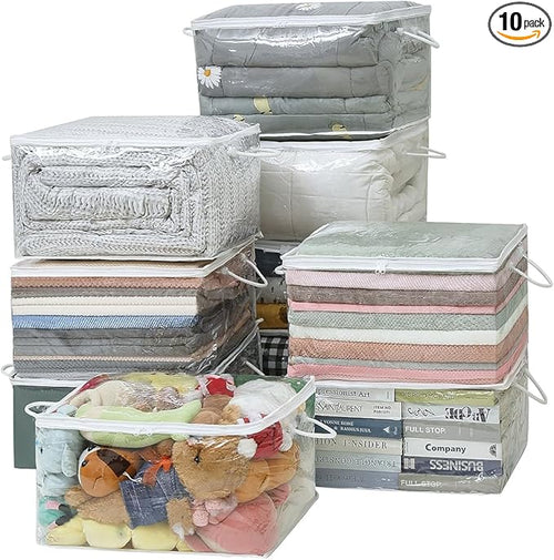 10 PCS Clear Zippered Storage Bags by Remittur
