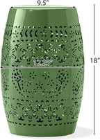 Christopher Knight Home Zoey Small Outdoor Side Table, Lace Cut Iron End Table, Metal Outdoor Stool, Hollow Drum Round Side Table, Decorative Garden Stool with Cutout Design for Patio Balcony, Green - Image 2