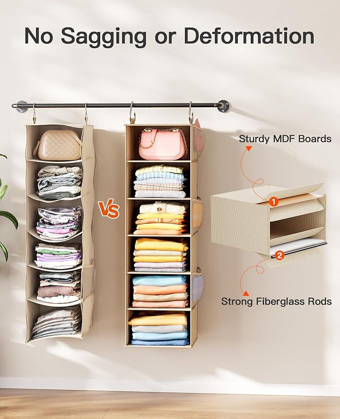 Pipishell 6-Shelf Hanging Closet Organizer, - Image 4