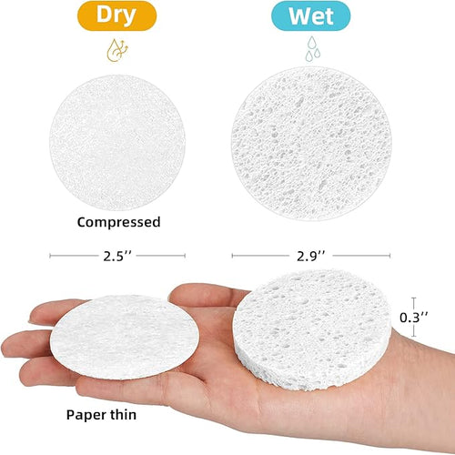 120-Count Compressed Facial Sponges|Kickleen100% Natural Cellulose Cosmetic Spa - Image 2