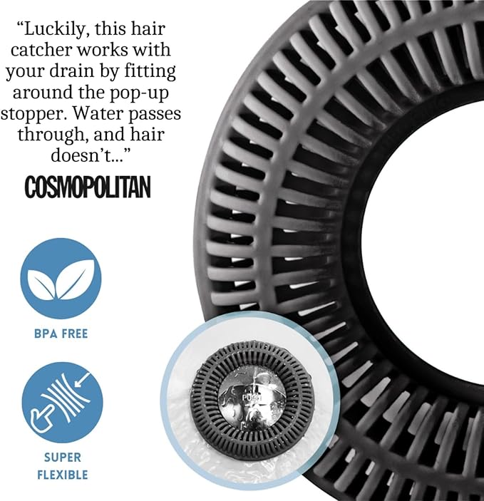 Hair Catcher for Shower Drain & Bathtub – TubRing Pop-Up Drain Protector & - Image 2