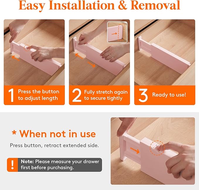 Lifewit 9 Pack Drawer Dividers 4" High 28-43.5cm/11-17" Adjustable Drawer - Image 7